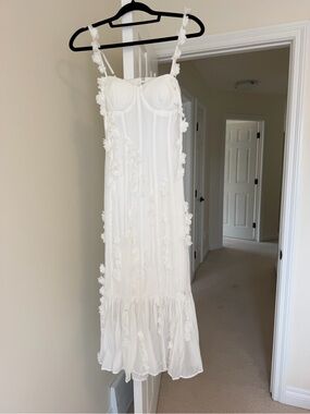 White 3D Floral Dress